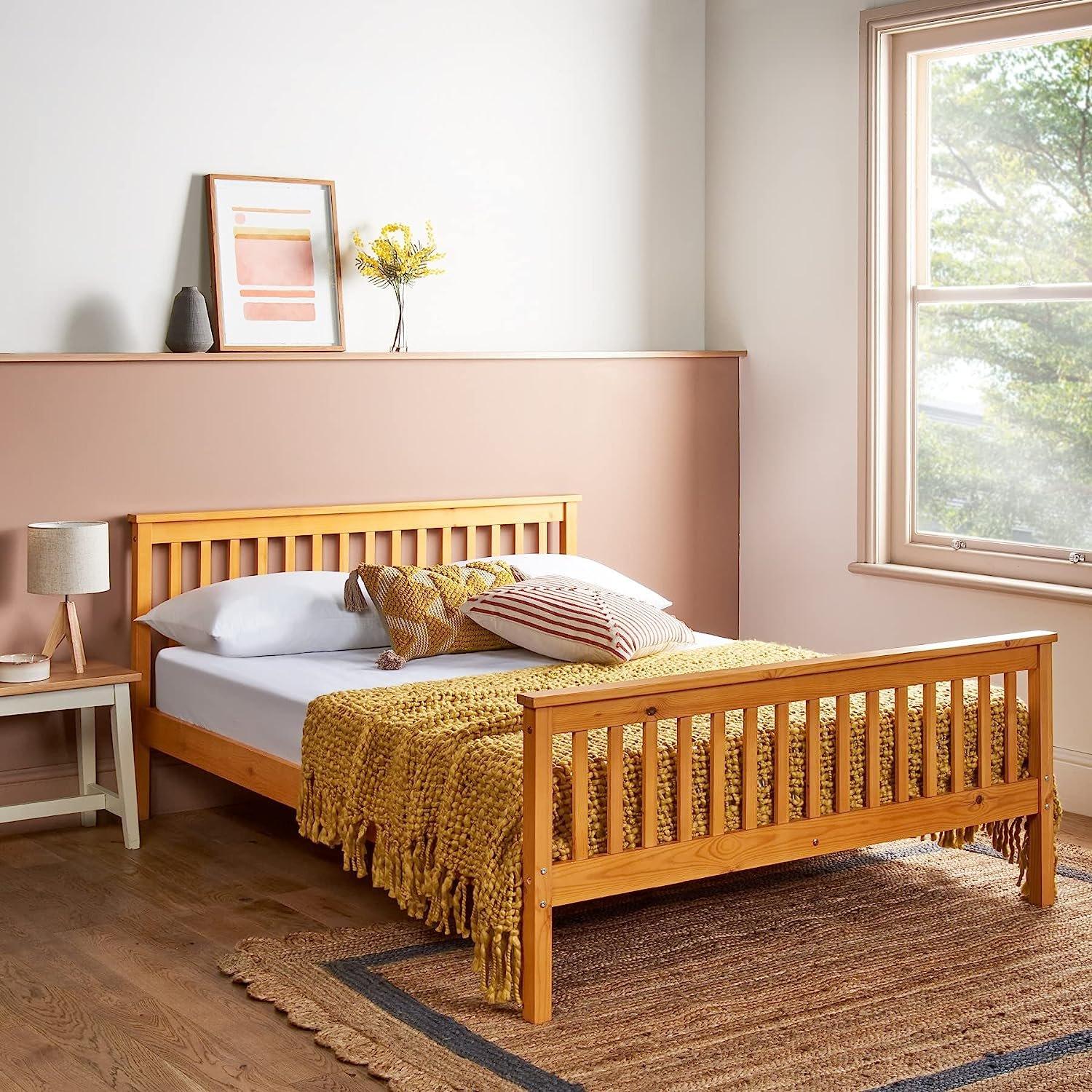 Pine Wooden Bed Frame With Pocket Sprung Mattress